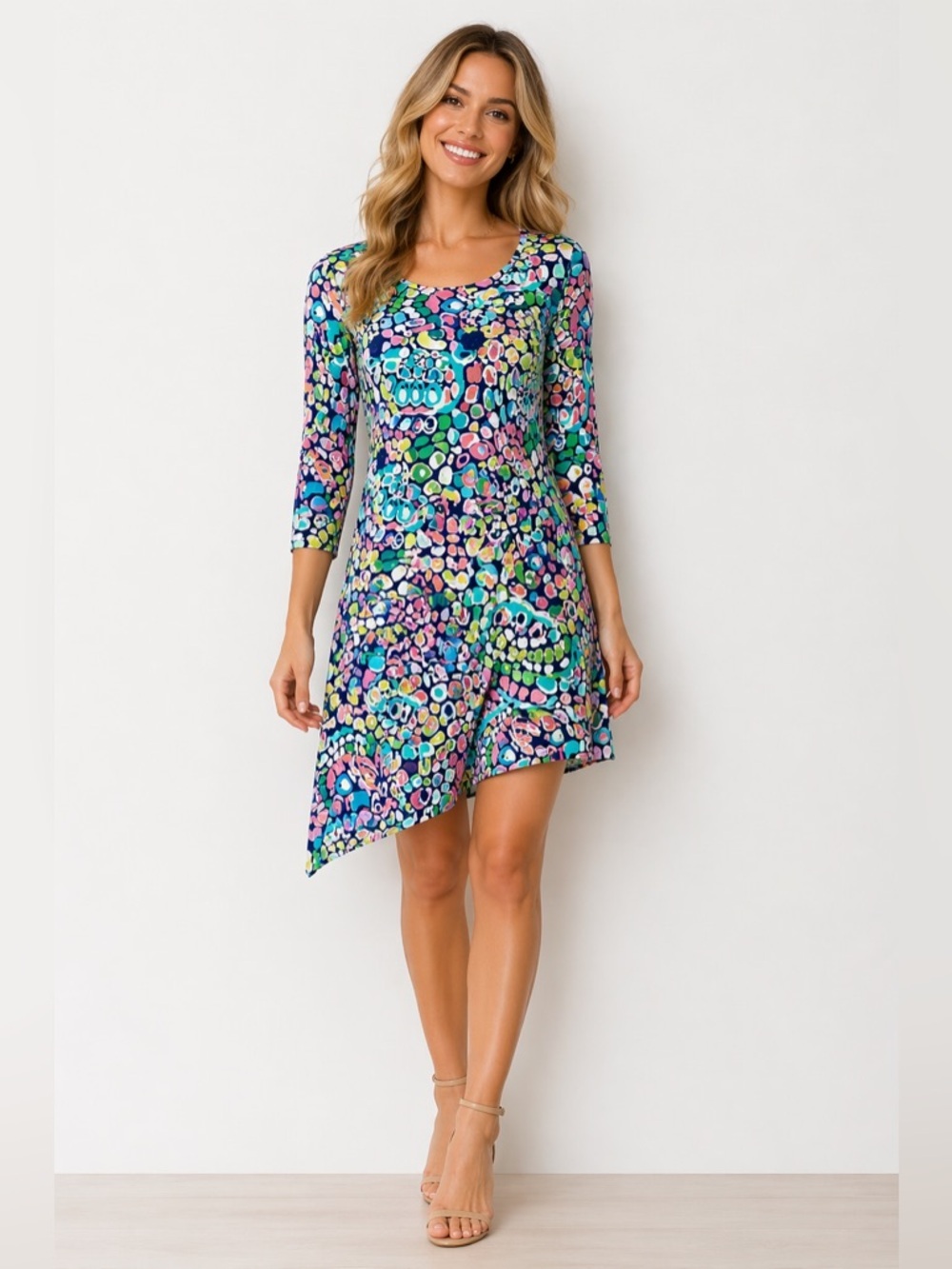 Lilly Pulitzer Dress Bright Geo Print Ariana-Asymmetric Swing Dress